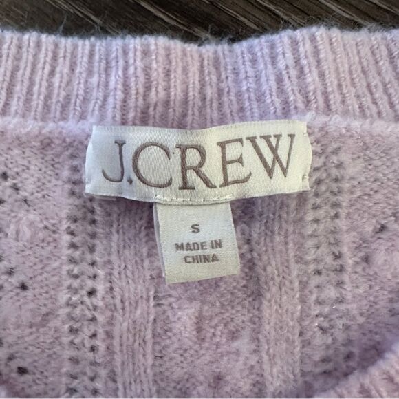 J. Crew Lavender Pointelle Puff Shoulder Sweater - Picture 4 of 7